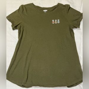 Old Navy Olive Green Shirt with Pineapple Accents